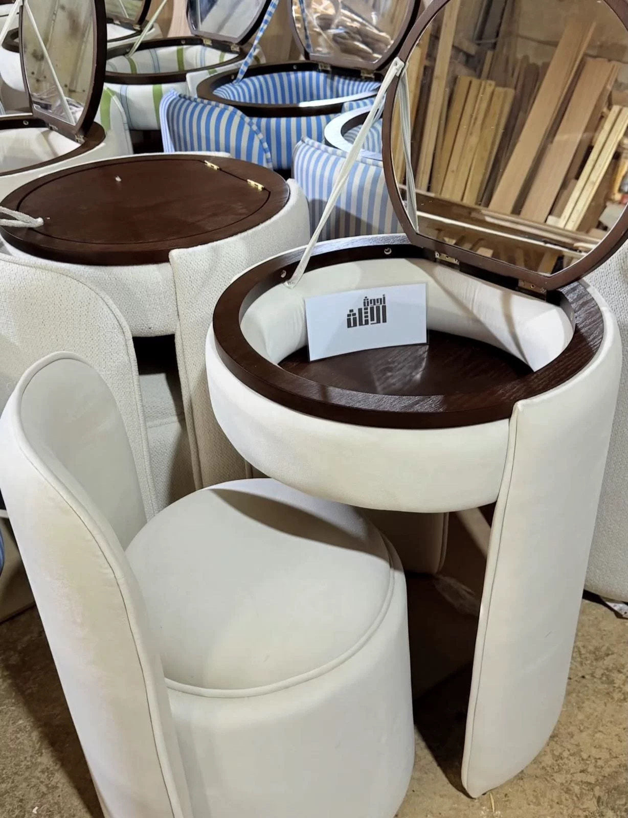 Italian Minimalist Dressing Table with Stool